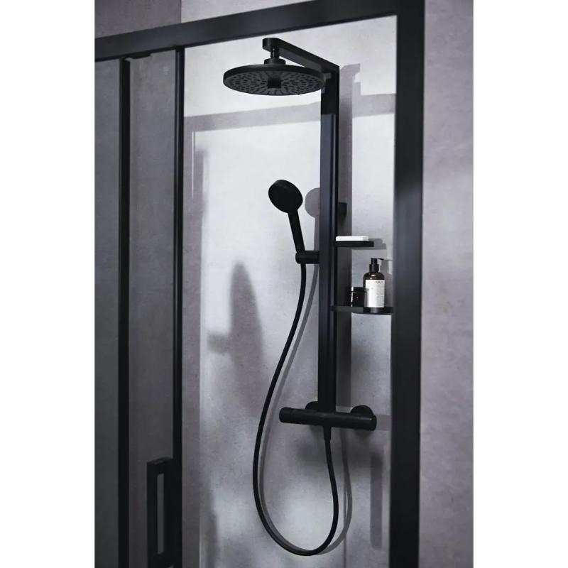 Coloană de duș termostatată Ideal Standard Ceratherm Alu+, 2 jeturi, negru mat